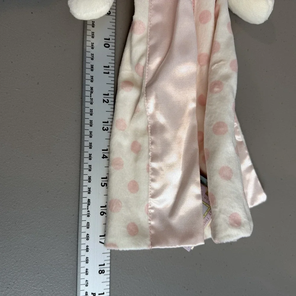 Bunnies by the Bay Lovey Pink Polka Dot Satin Bunny Buddy Security Blanket